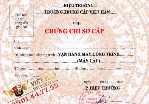 Mẫu Chứng Chỉ Sơ Cấp Vận Hành Máy Máy Cẩu