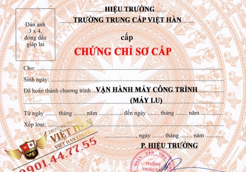 Mẫu Chứng Chỉ Sơ Cấp Vận Hành Máy Lu